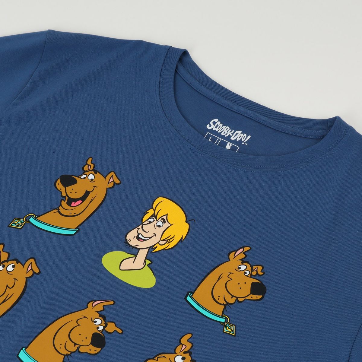 HANNA BARBERA - Polera Manga Corta Hombre Scooby Faces Azul Hanna Barbera