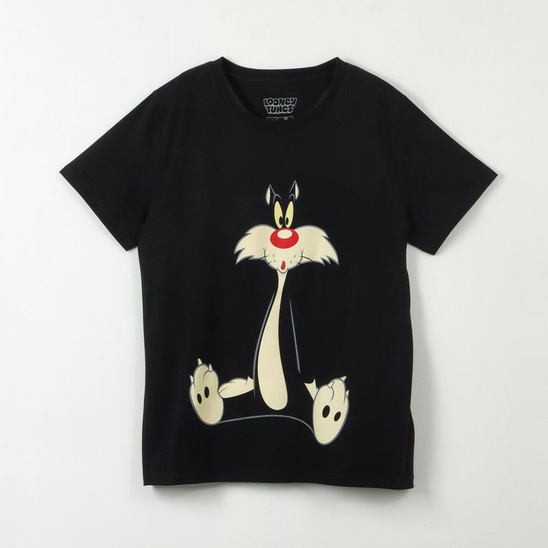 WARNER BROS - Polera Manga Corta Mujer Silvestre Negro Looney Tunes