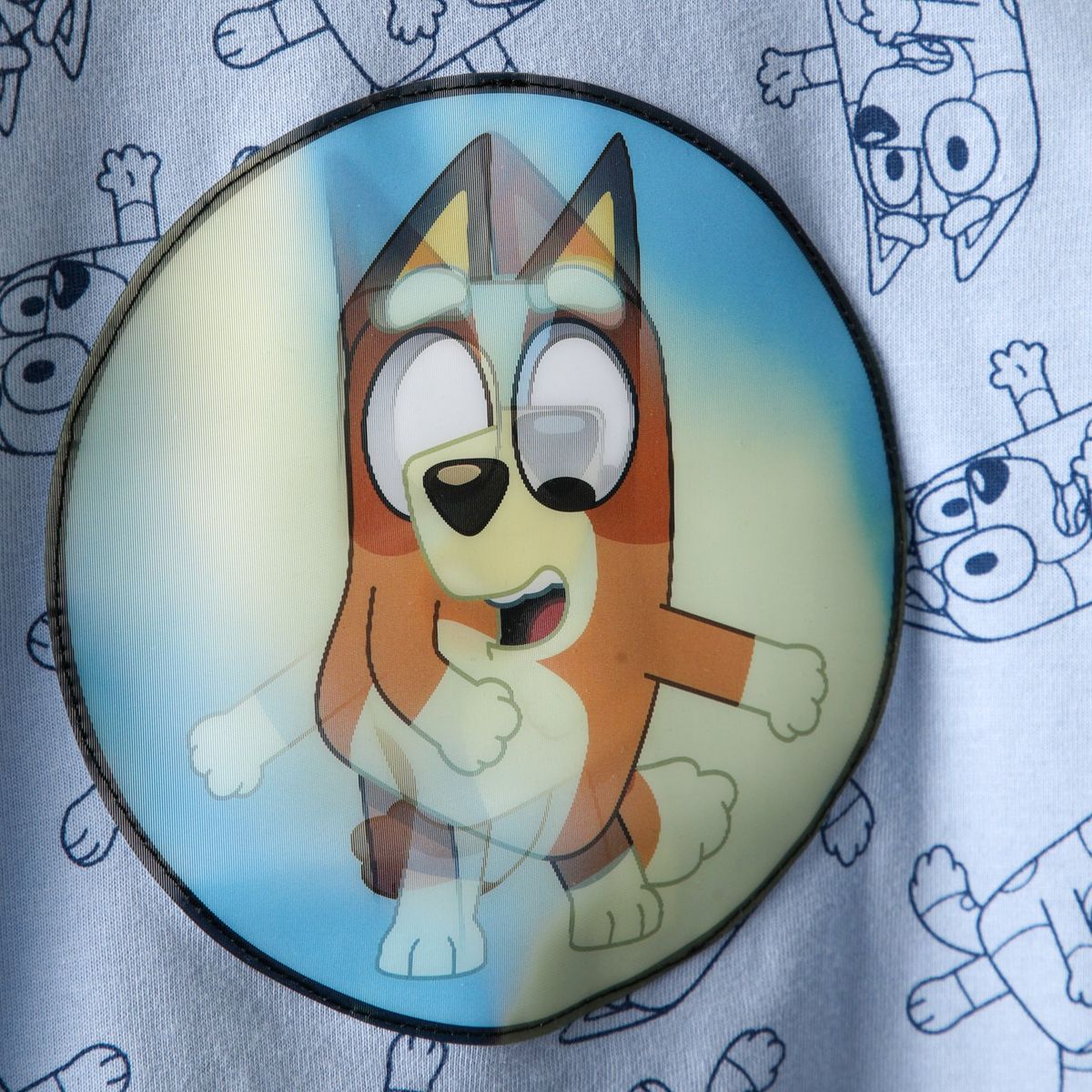 BLUEY - Polera Manga Larga Niño Lenticular Celeste Bluey