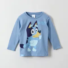 BLUEY - Polera Manga Larga Niño Laugh Celeste