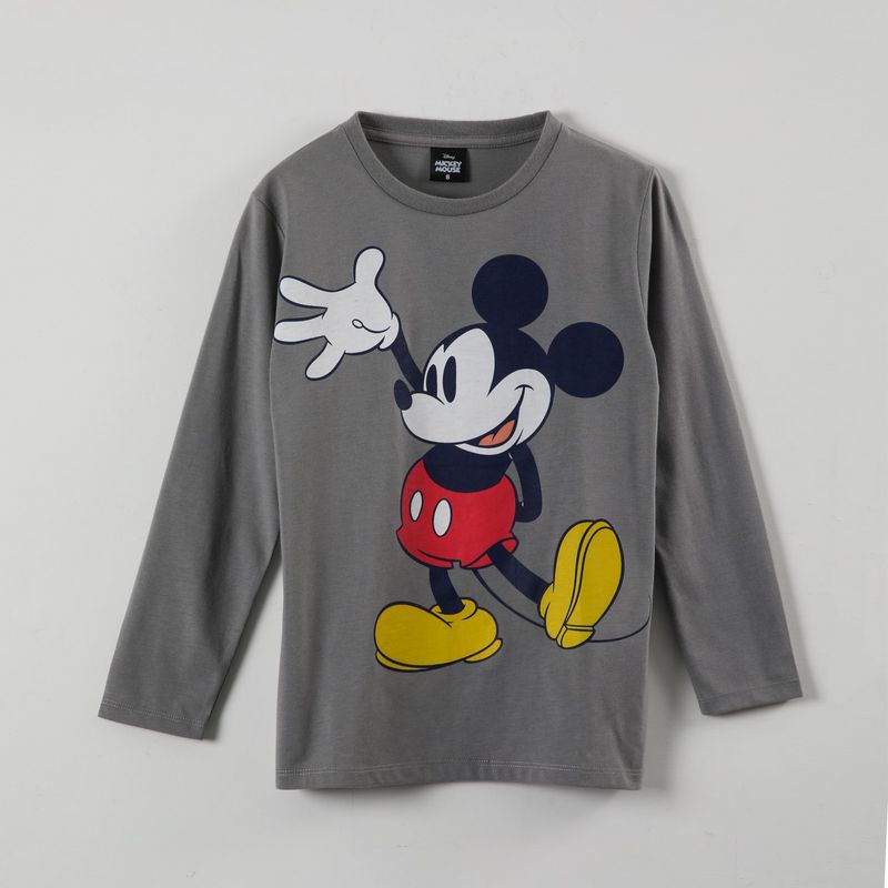 DISNEY - Polera Manga Larga Niño Mickey Classic Pose Gris Disney