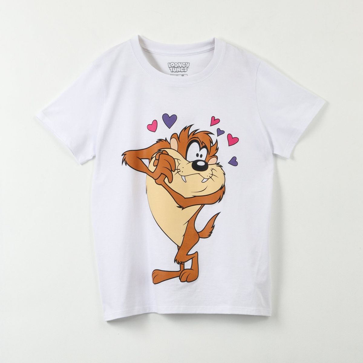 WARNER BROS - Polera Manga Corta Mujer Taz Love Blanco Looney Tunes