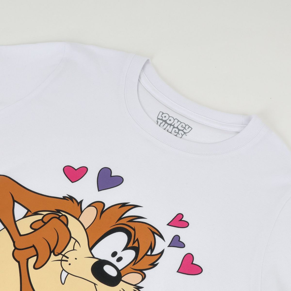 WARNER BROS - Polera Manga Corta Mujer Taz Love Blanco Looney Tunes
