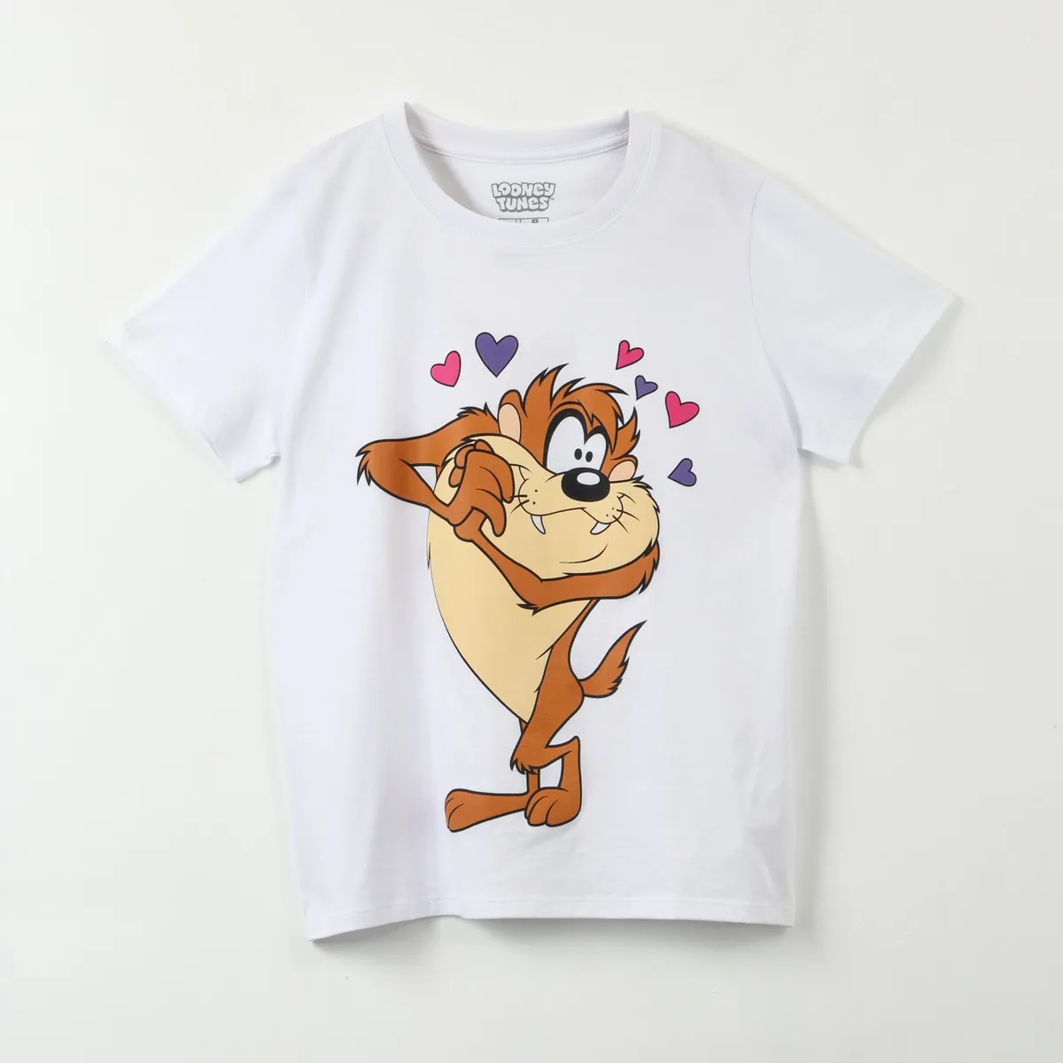 WARNER BROS - Polera Manga Corta Mujer Taz Love Blanco Looney Tunes