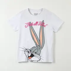 WARNER BROS - Polera Manga Corta Mujer Thats All Blanco Looney Tunes