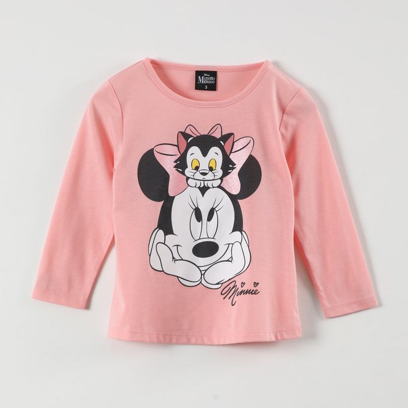 DISNEY - Polera Manga Larga Niña Minnie Kitty Rosado Disney