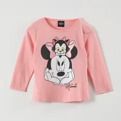 DISNEY - Polera Manga Larga Niña Minnie Kitty Rosado