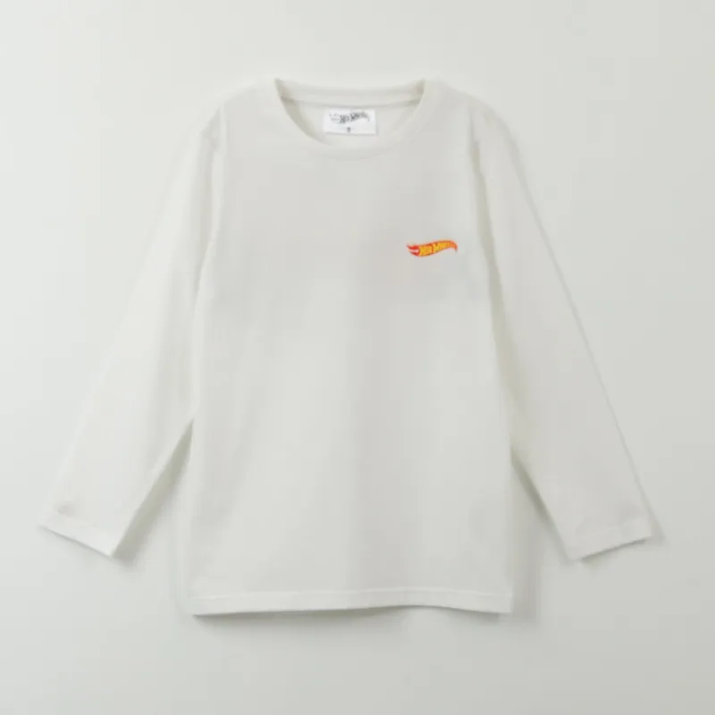 HOT WHEELS - Polera Manga Larga Niño Flames Car Blanco Hot Wheels