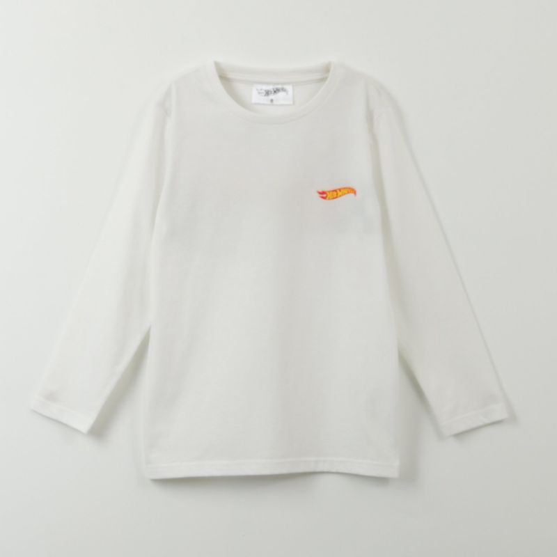HOT WHEELS - Polera Manga Larga Niño Flames Car Blanco Hot Wheels