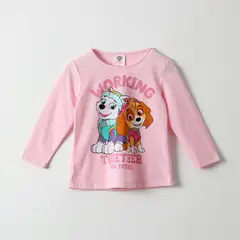 PAW PATROL - Polera Manga Larga Niña Working Together Rosado