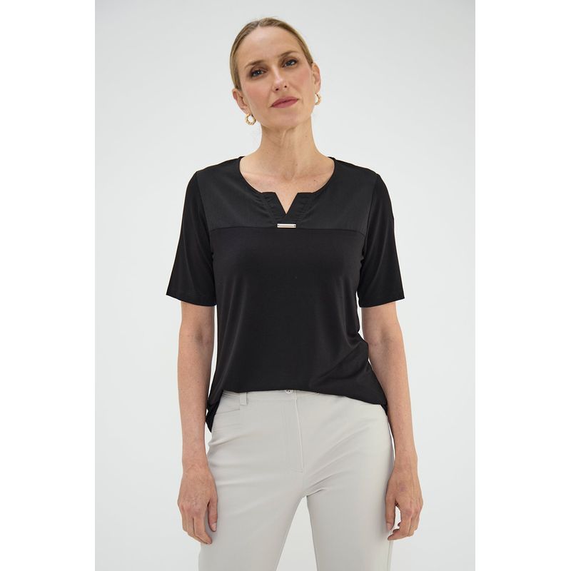 MA GRIFFE - Polera Manga Corta Negro Mujer Magriffe