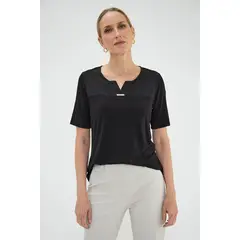 MA GRIFFE - Polera Manga Corta Negro Mujer Magriffe