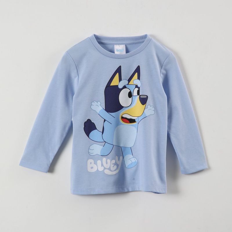 BLUEY - Polera Manga Larga Niño Flying Celeste Bluey
