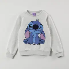 DISNEY - Poleron Niña Lilo & Stitch Gesto Gris