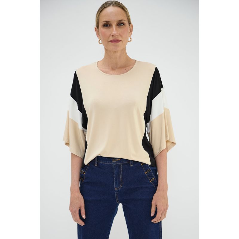 MA GRIFFE - Polera Manga Larga Beige Mujer Magriffe