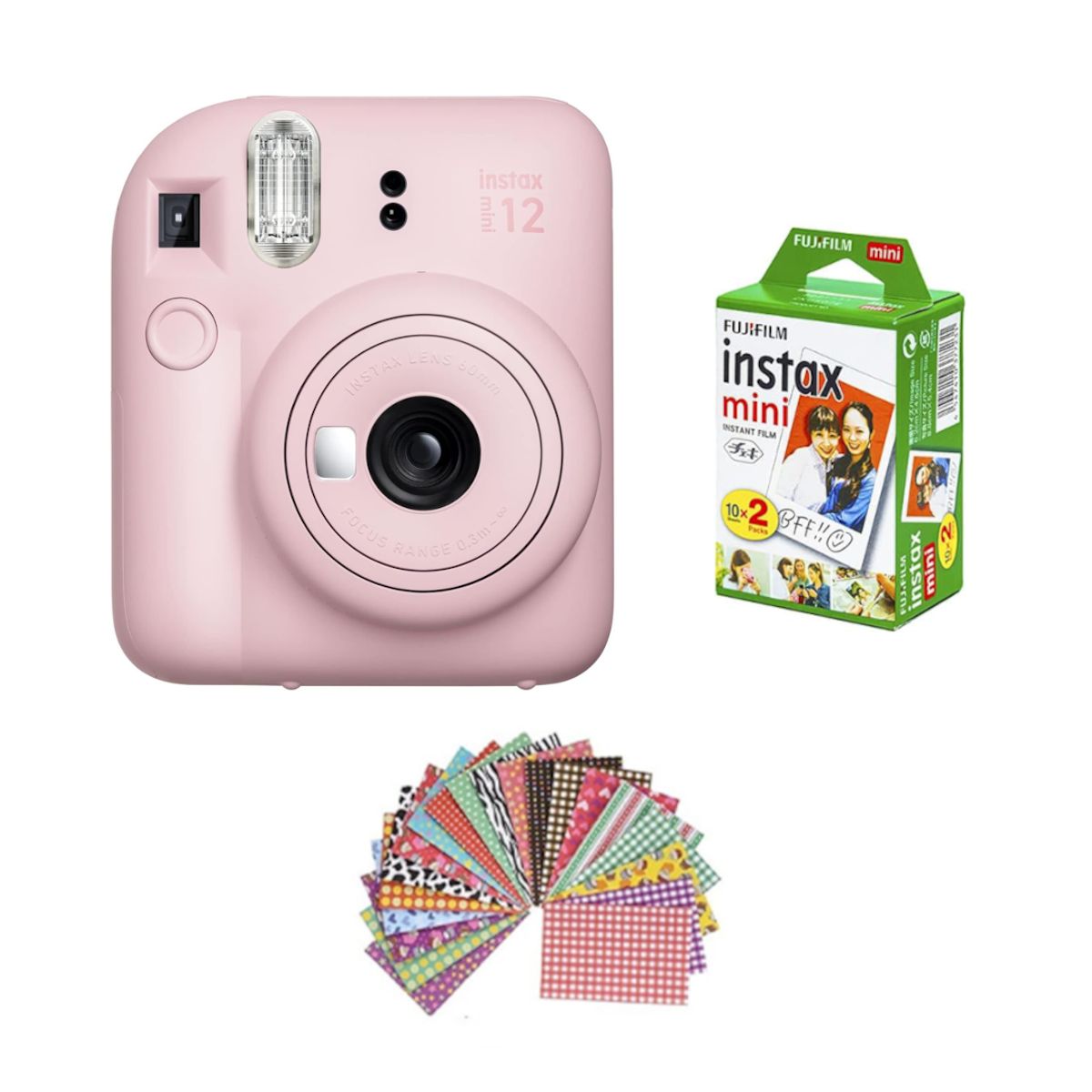 FUJIFILM - SET CÁMARA FUJIFILM INSTAX MINI 12 + 20 PELÍCULAS + MARCOS ADHESIVOS