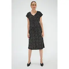 MA GRIFFE - Vestido Textura Y Folia Negro Magriffe