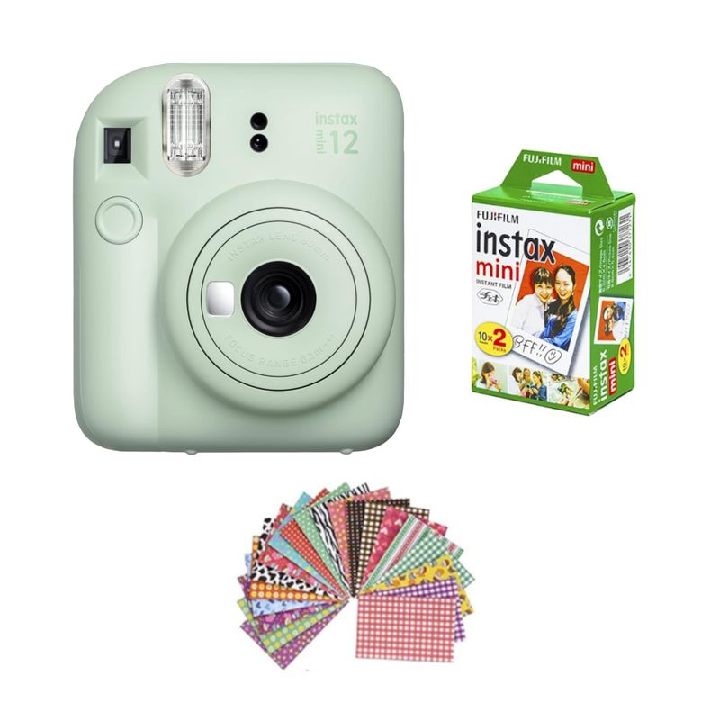 FUJIFILM - SET CÁMARA FUJIFILM INSTAX MINI 12 + 20 PELÍCULAS + MARCOS ADHESIVOS