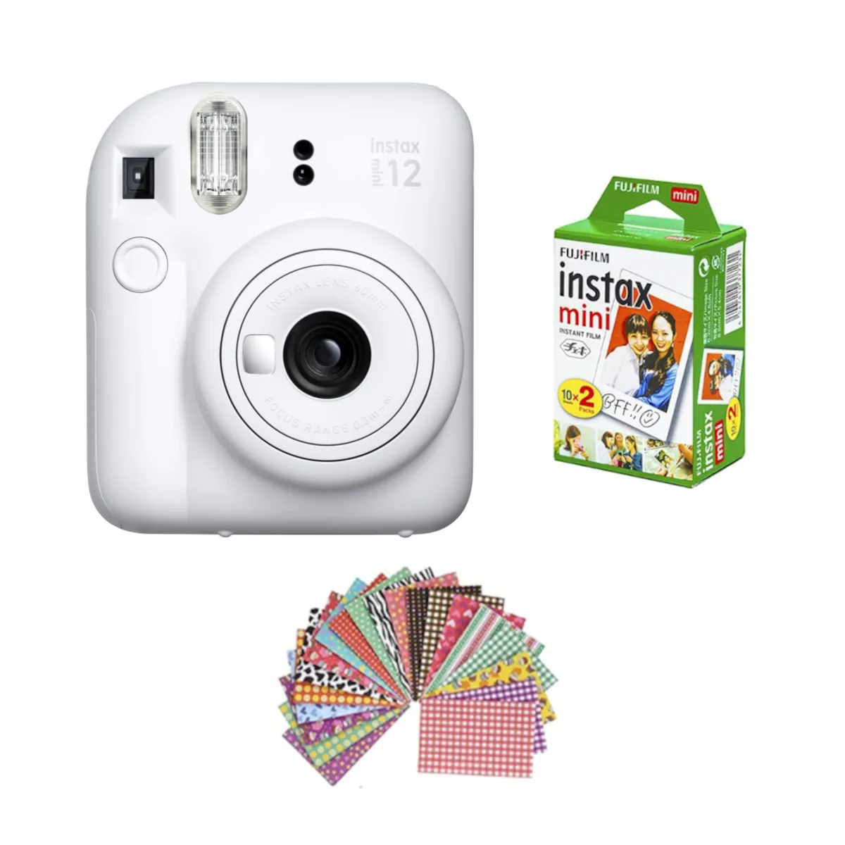 FUJIFILM - SET CÁMARA FUJIFILM INSTAX MINI 12 + 20 PELÍCULAS + MARCOS ADHESIVOS