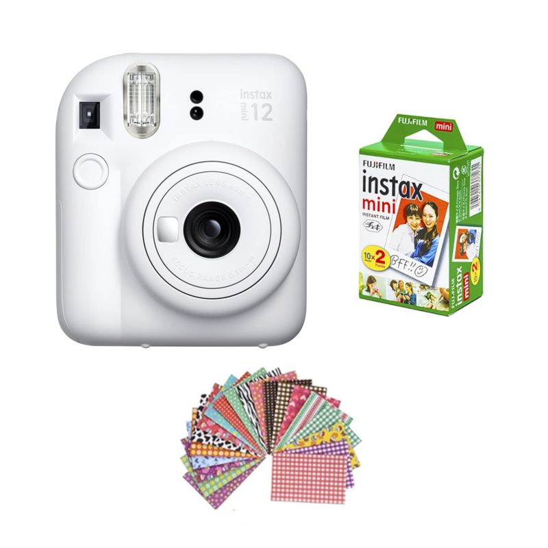 FUJIFILM - SET CÁMARA FUJIFILM INSTAX MINI 12 + 20 PELÍCULAS + MARCOS ADHESIVOS