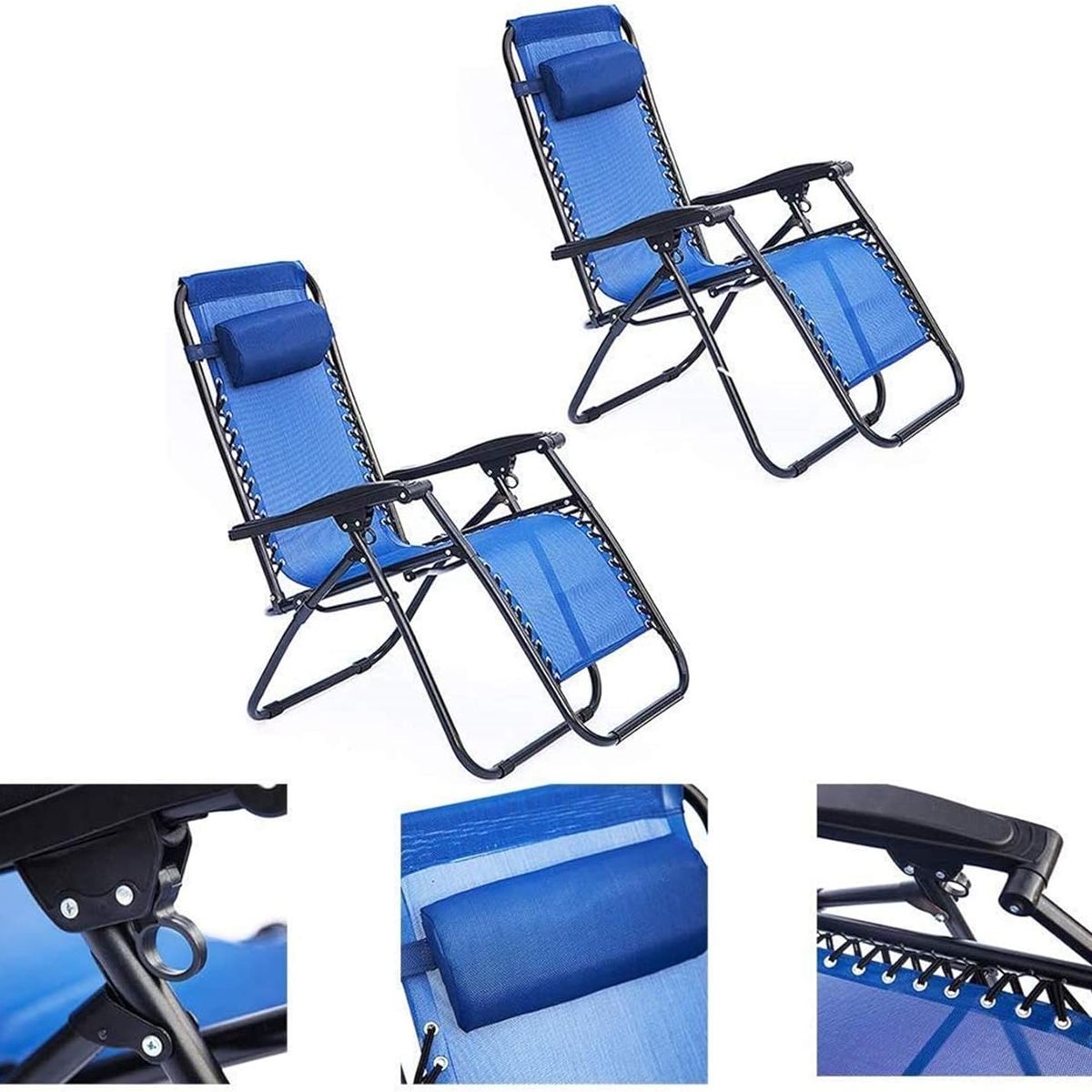 GENERICO - Silla Reposera plegable azul 160x65x110cm pack 2 unidades