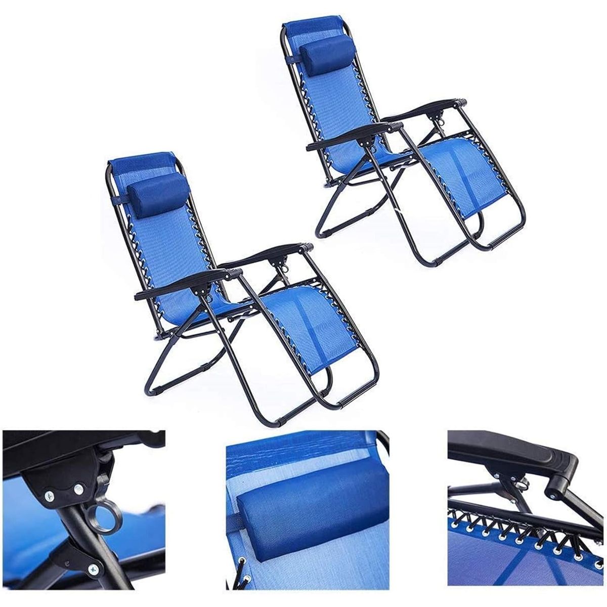 GENERICO - Silla Reposera plegable azul 160x65x110cm pack 2 unidades