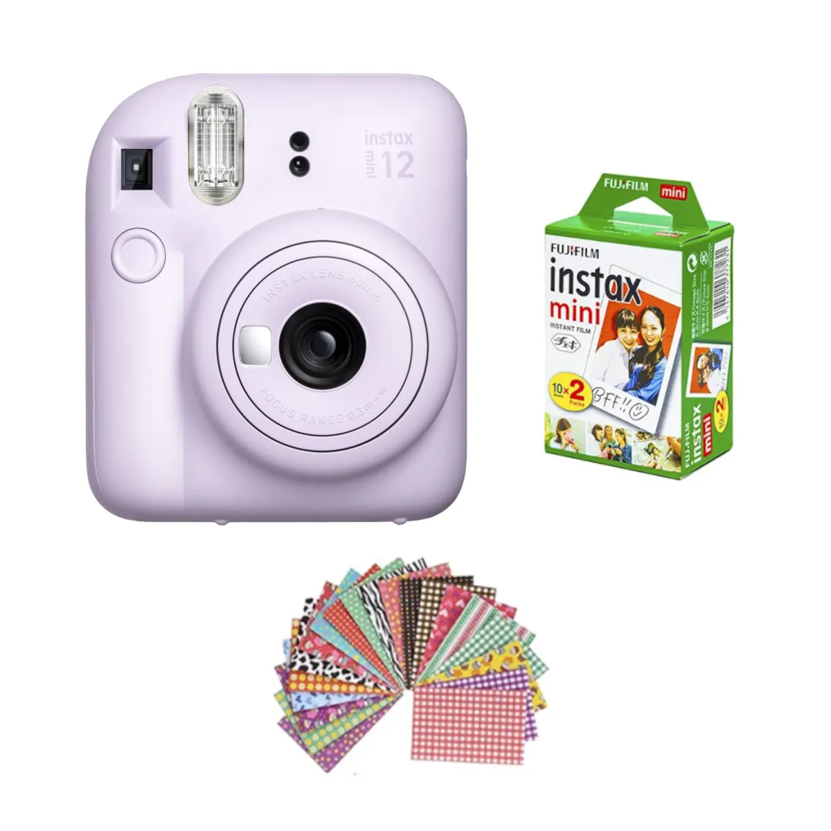 FUJIFILM - SET CÁMARA FUJIFILM INSTAX MINI 12 + 20 PELÍCULAS + MARCOS ADHESIVOS