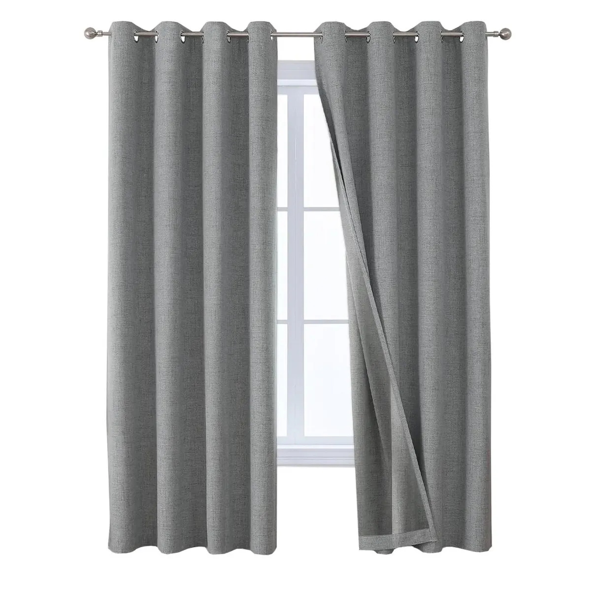 CASATUA - Cortinas Blackout 100% Casatua 2 Paños 140x220 Text Lino - Gris