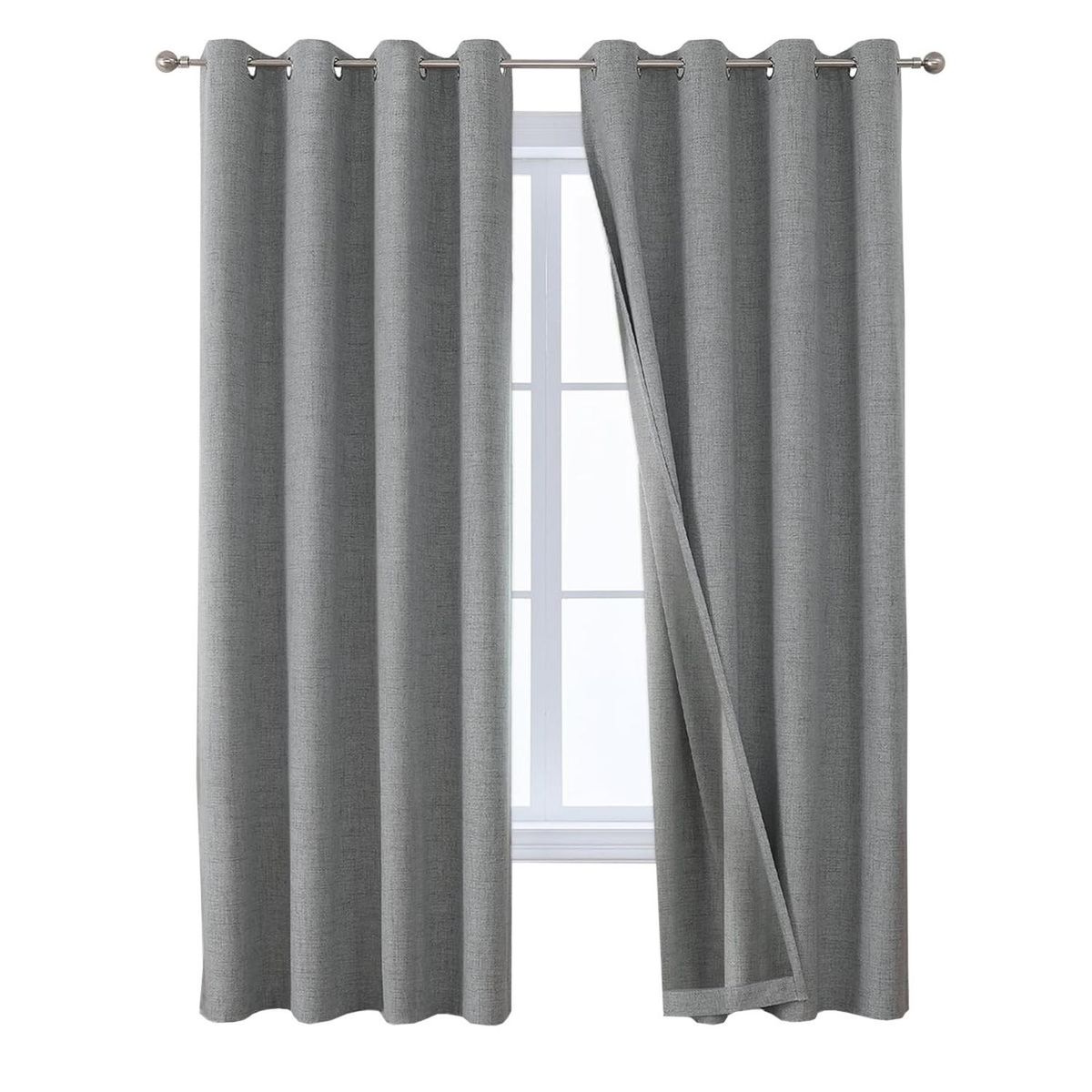 CASATUA - Cortinas Blackout 100% Casatua 2 Paños 140x220 Text Lino - Gris