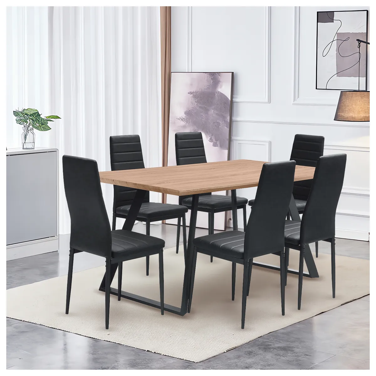 NOVAHUS - Mesa de comedor estilo industrial Manhattan Café