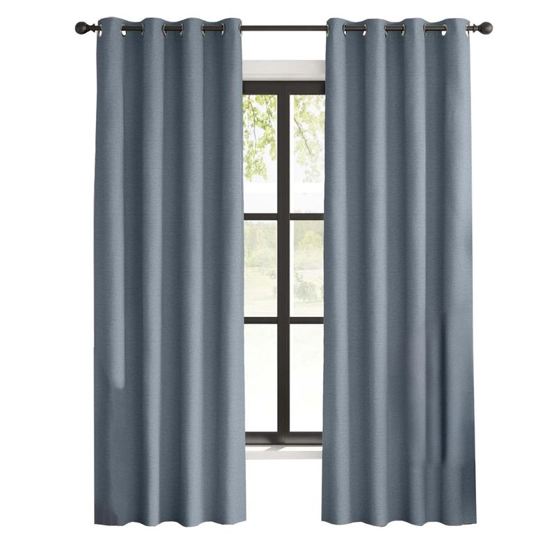 CASATUA - Cortinas Blackout 100% Casatua 2 Paños 140x220 Text Lino - Azul