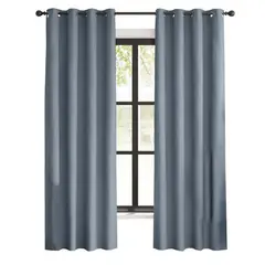CASATUA - Cortinas Blackout 100% 2 Paños 140x220 Text Lino - Azul