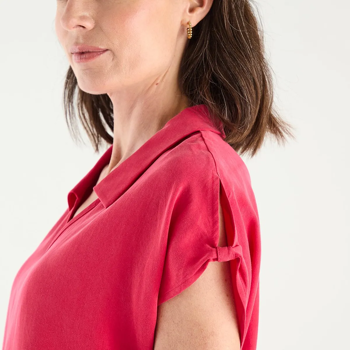 MA GRIFFE - Blusa Manga Corta Fucsia Mujer Magriffe