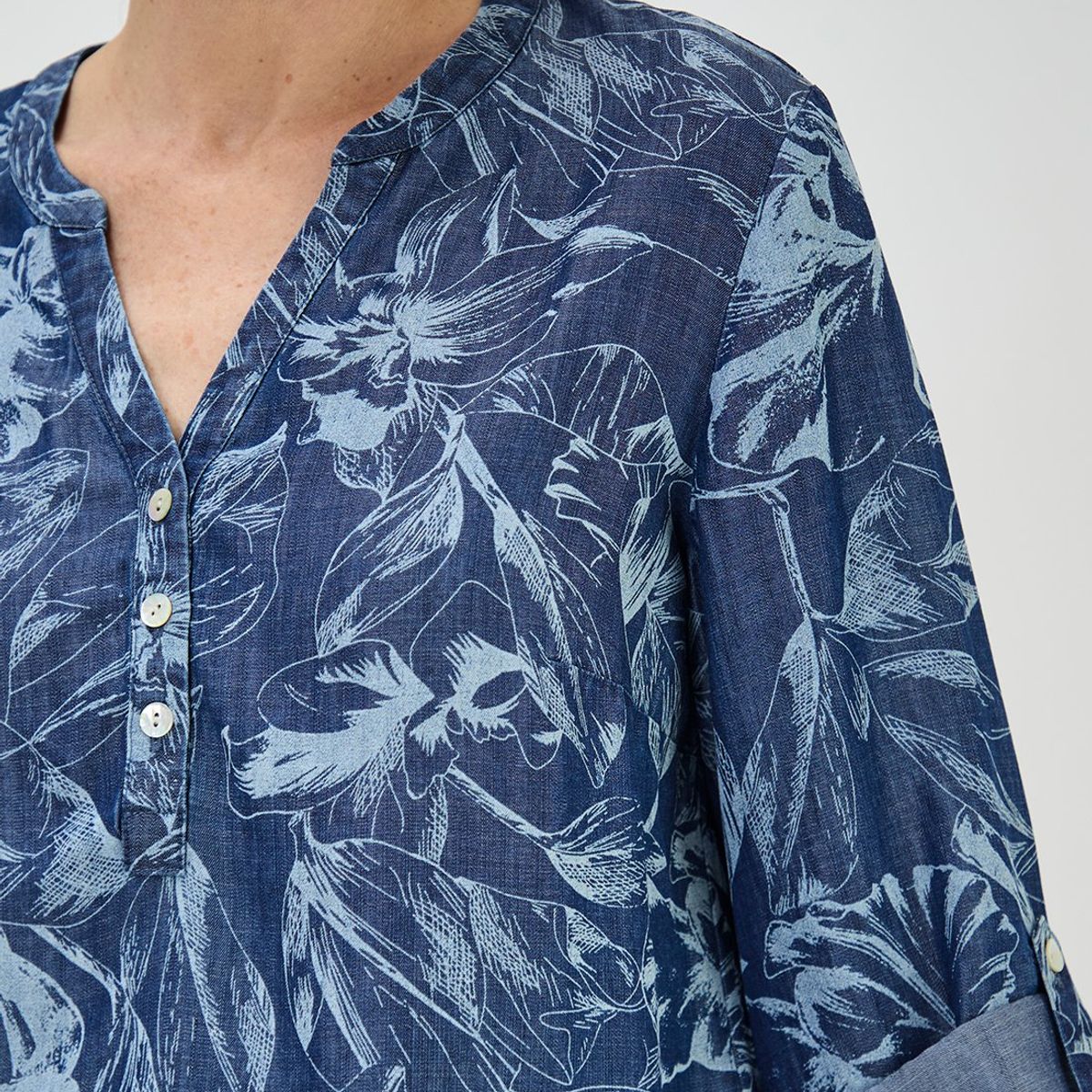 MA GRIFFE - Blusa Manga Larga Azul Marino Mujer Magriffe