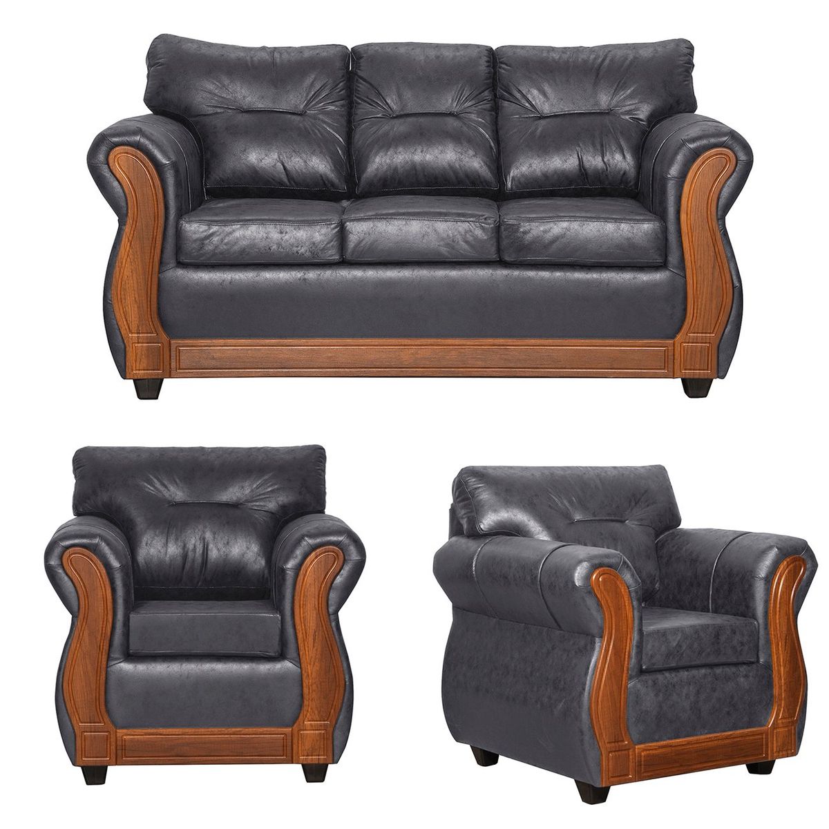 BLACK FACTORY - Juego de Living 3 1 1 Toronto Gris