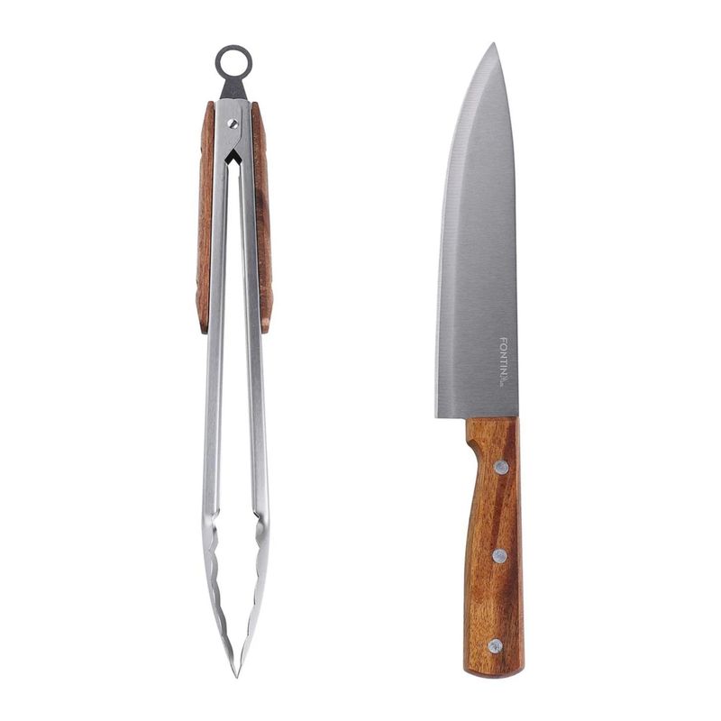 GENERICO - Set Pinza Y Cuchillo Parrillero Fontina® Asado Premium