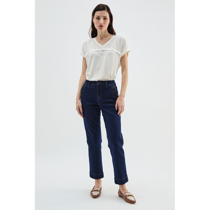 MA GRIFFE - Jeans Crop Azul Magriffe