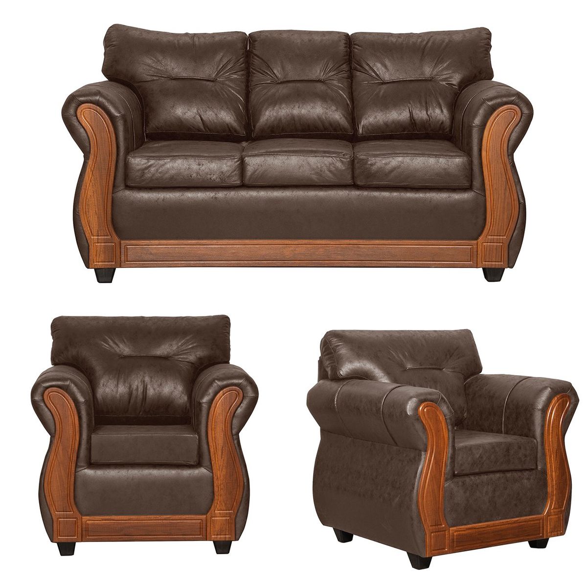 BLACK FACTORY - Juego de Living 3 1 1 Toronto Chocolate