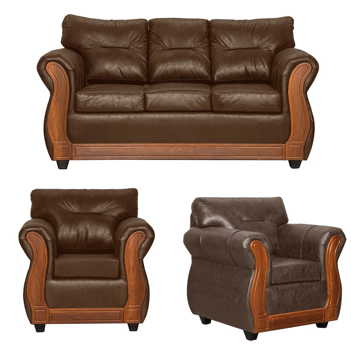 BLACK FACTORY - Juego de Living 3 1 1 Toronto Café