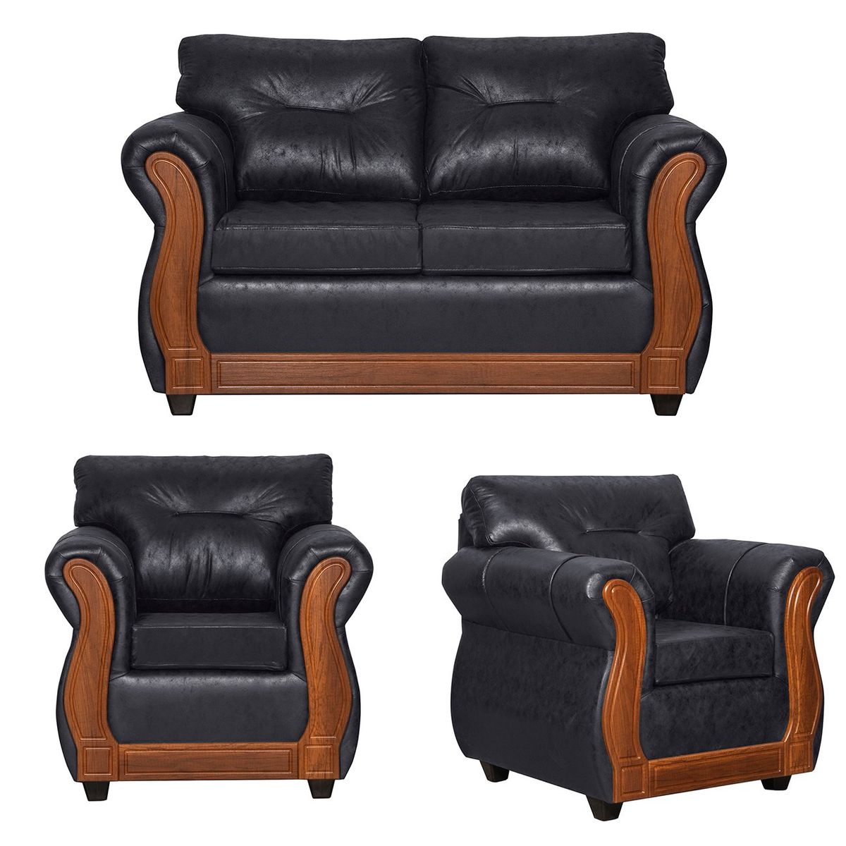 BLACK FACTORY - Juego de Living 2 1 1 Toronto Negro