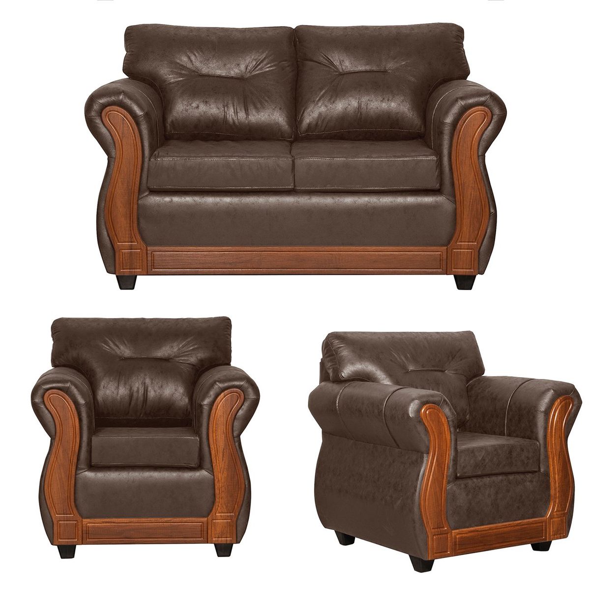 BLACK FACTORY - Juego de Living 2 1 1 Toronto Chocolate