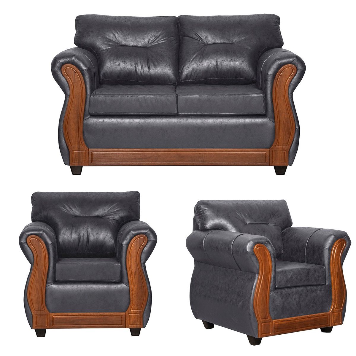 BLACK FACTORY - Juego de Living 2 1 1 Toronto Gris