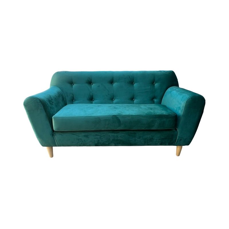MUEBLES NEW - SOFA DOS CUERPOS VERDE ESMERALDA  FELPA