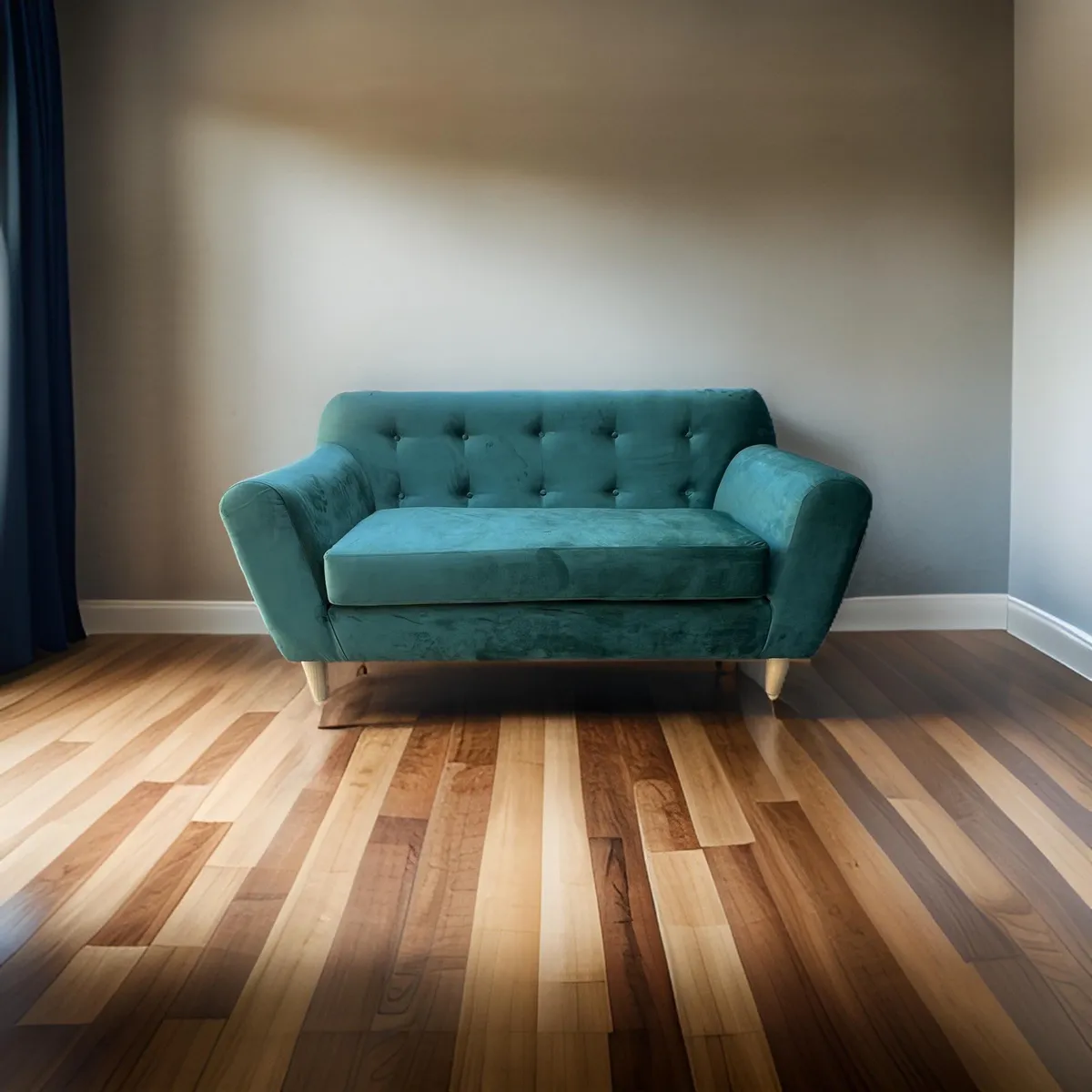 MUEBLES NEW - SOFA NEW DOS CUERPOS VERDE ESMERALDA  FELPA