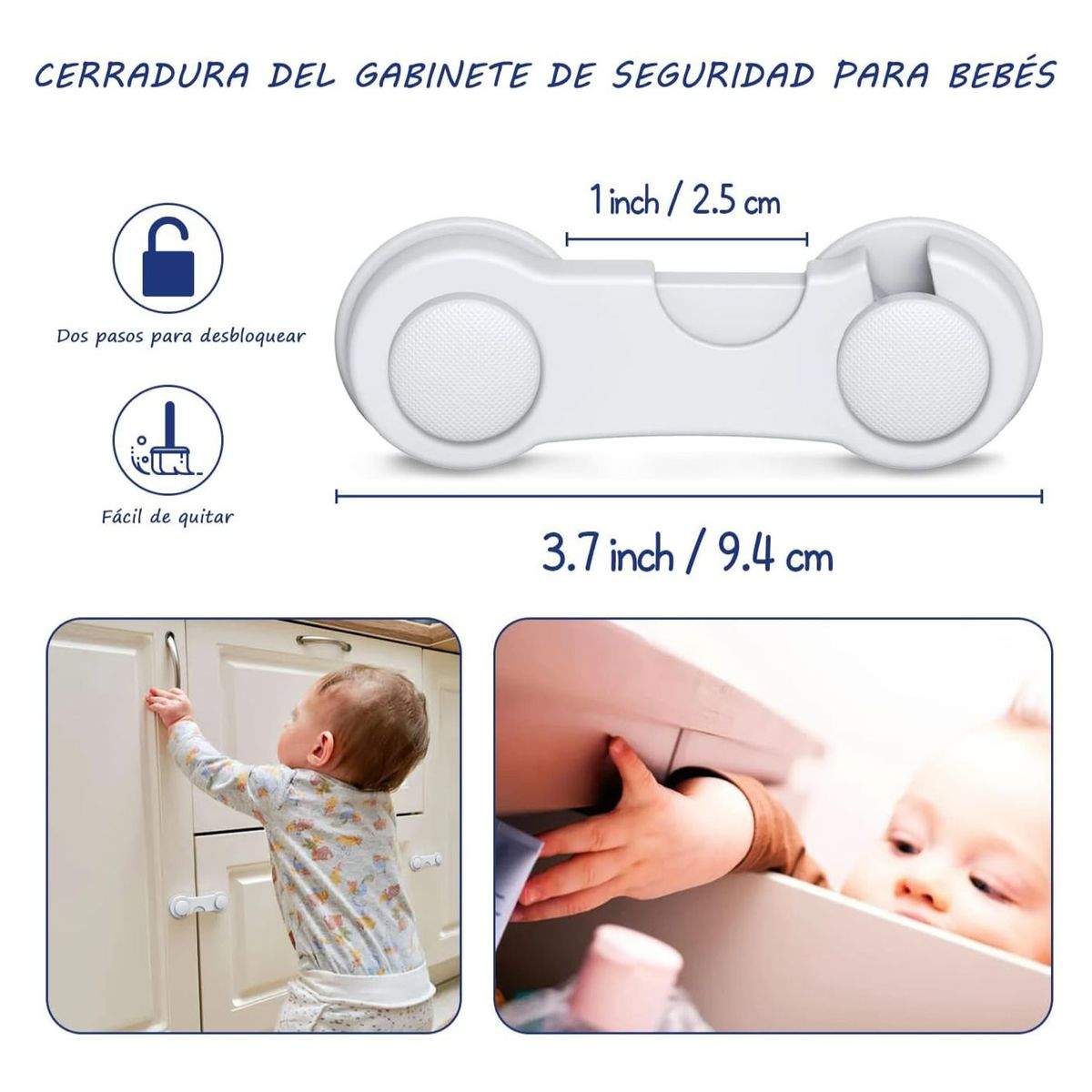 GENERICO - Cerradura Proteccion De Cajones Bebe Trabapuertas Seguridad