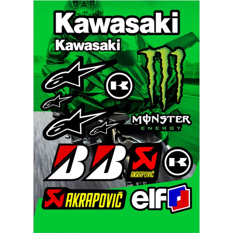 GENERICO - Kit de stickers Kawasaki para motocicleta