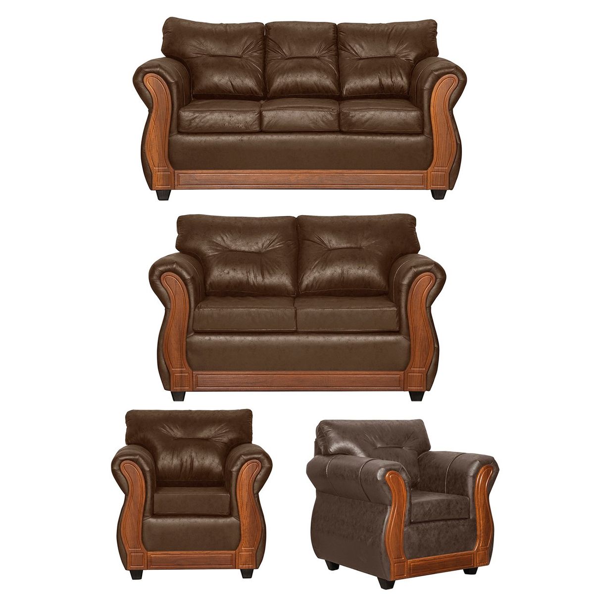 BLACK FACTORY - Juego de Living 3 2 1 1 Toronto Café.