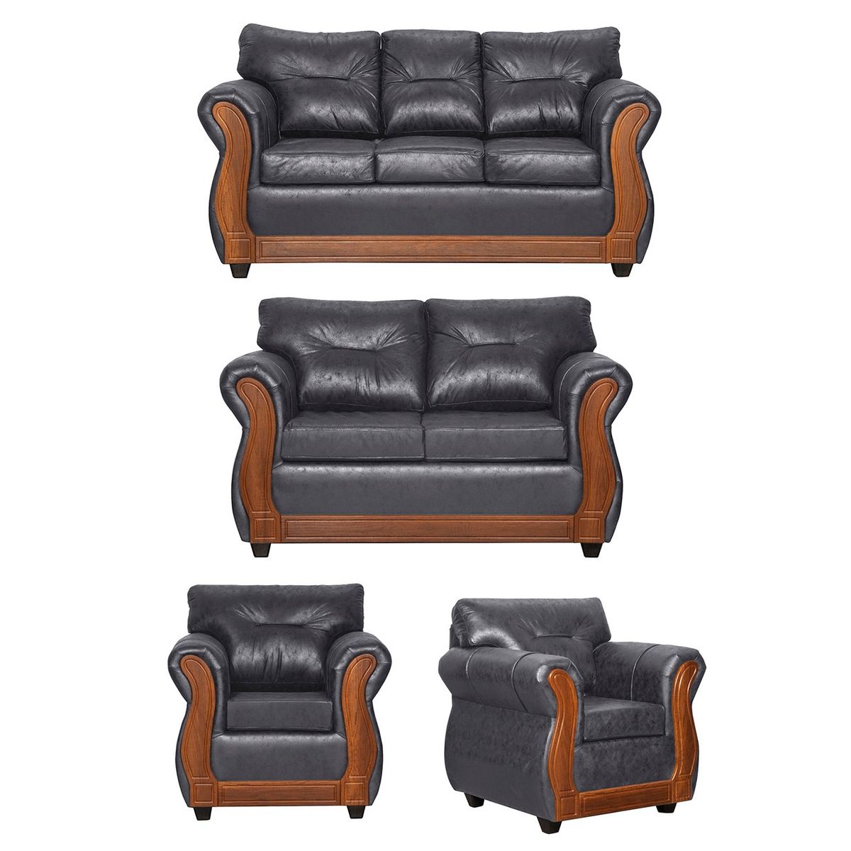 BLACK FACTORY - Juego de Living 3 2 1 1 Toronto Gris.