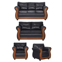 BLACK FACTORY - Juego de Living 3 2 1 1 Toronto Negro.