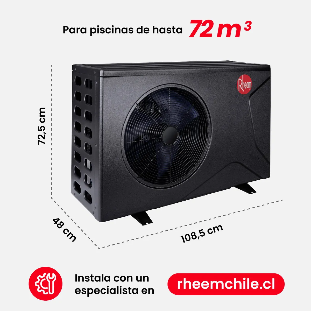 RHEEM - Bomba de calor inverter para piscinas 72m3 Crosswind 72-I Rheem